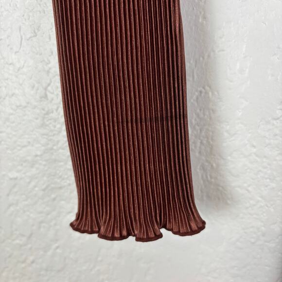 L'idee Soiree One Shoulder Long Sleeve Midi Dress in Chocolate Size 8 - Picture 4 of 8